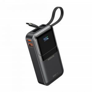 MOKiN 10,000mAh Portable Power Bank - Built-in USB-C & iOS Cables(30W)
