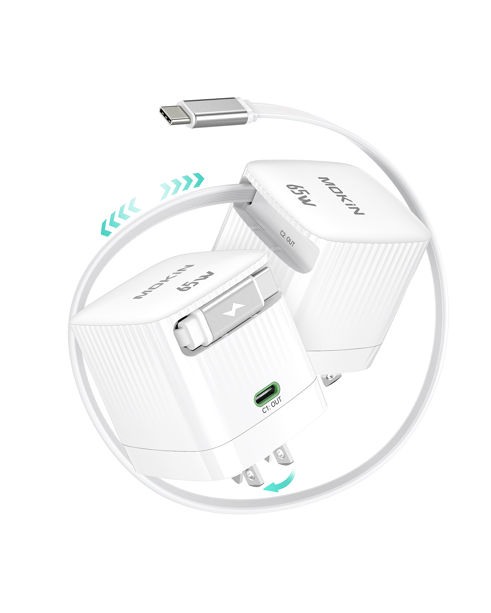 MOKiN 65W Retractable GaN Charger for Fast and Convenient Charging Anywhere - Ảnh 8