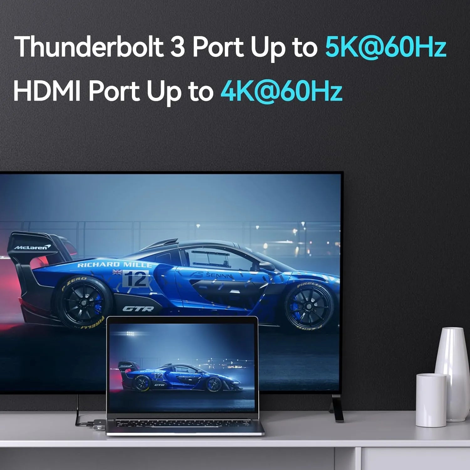 HUB Mở Rộng Đa Năng 7‑in‑2 MOKIN MOMUC2206 (2*Type‑C to 1*HDMI4K@60Hz + 1*Type-C Thunderbolt 3 40Gbps / PD100W / 5K@60Hz + 3*USB 3.0 + 1*SD/TF) - Ảnh 3
