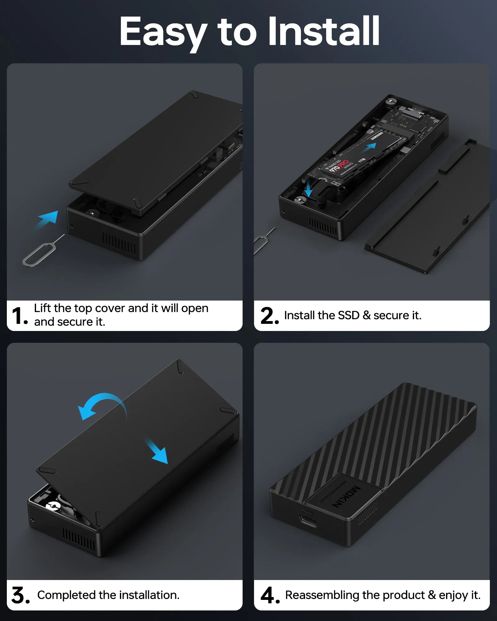 MOKiN 40Gbps M.2 NVMe Enclosure with Cooling Fan For MacBook - Ảnh 6