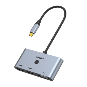 MOKiN 3 IN 1 USB-C to Dual HDMI VGA Adapter