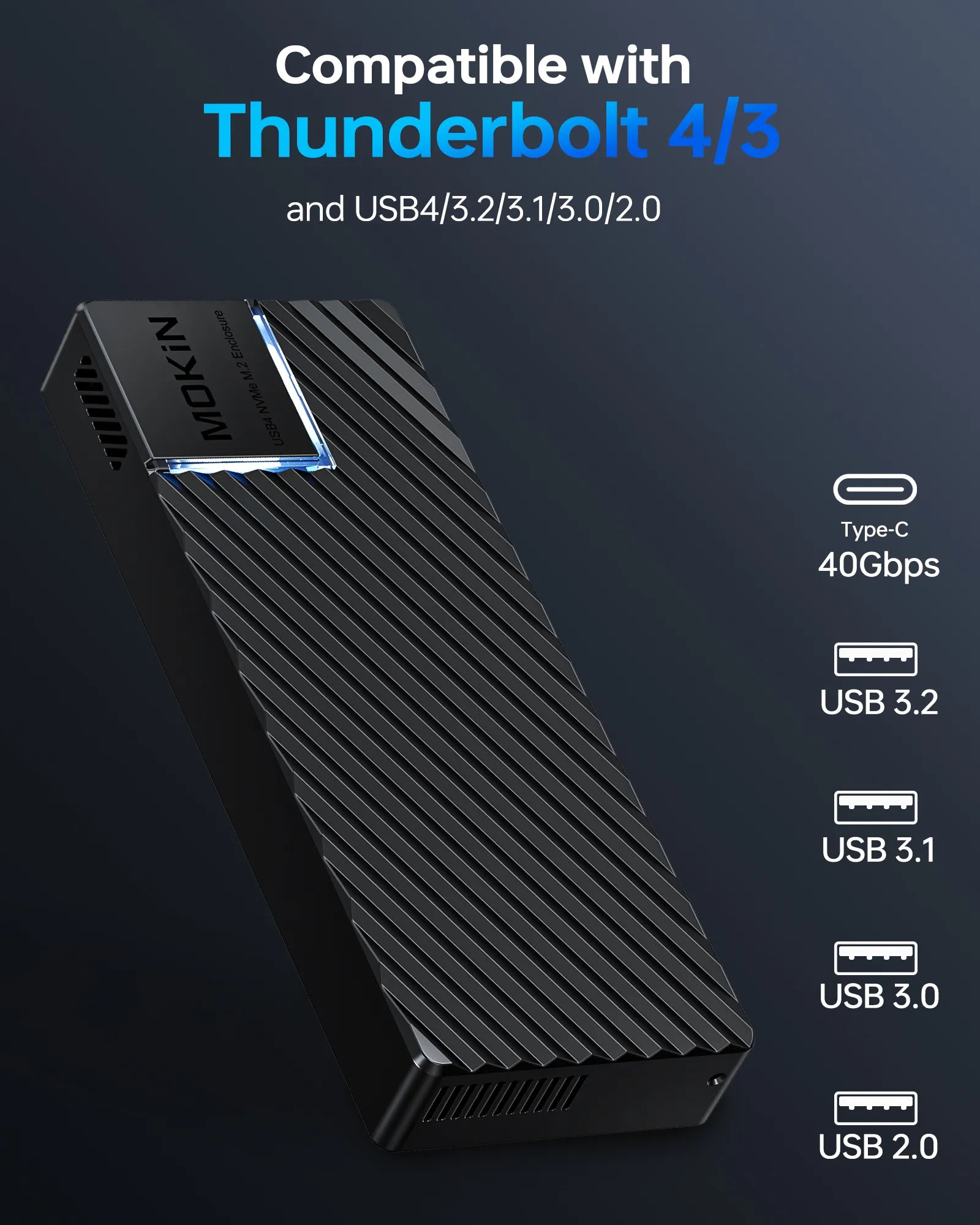 MOKiN 40Gbps M.2 NVMe Enclosure with Cooling Fan For MacBook - Ảnh 5