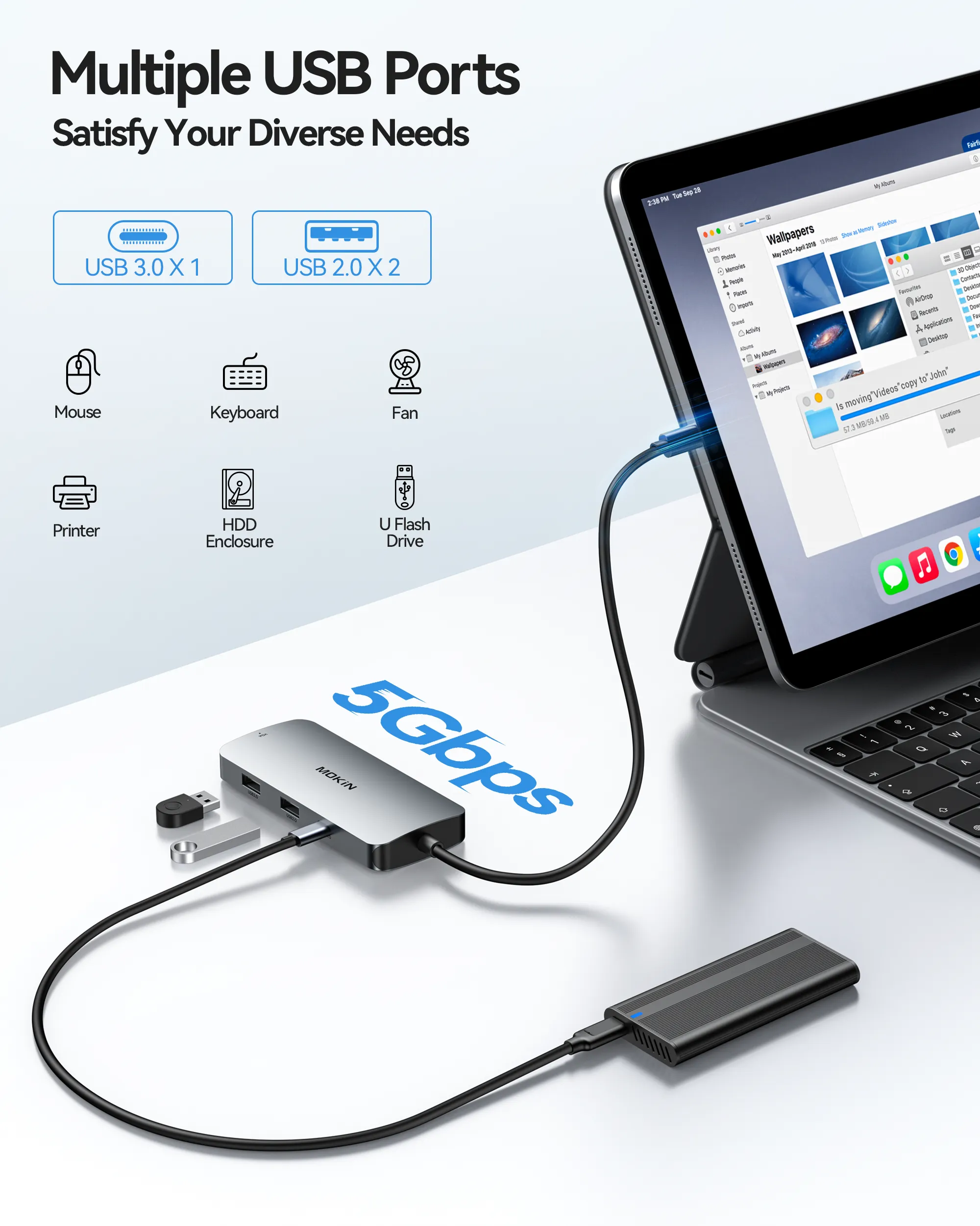 MOKiN 7 IN 1 USB-C Docking Station Triple Monitor - Ảnh 6