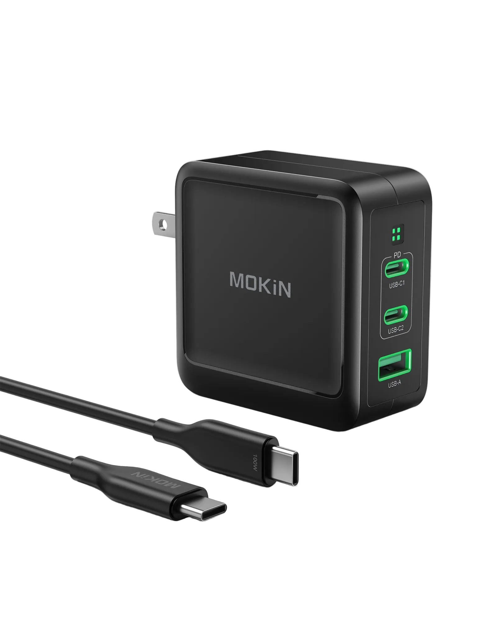 MOKiN 100W GaN USB-C Charger (3-Ports Wall Charger)