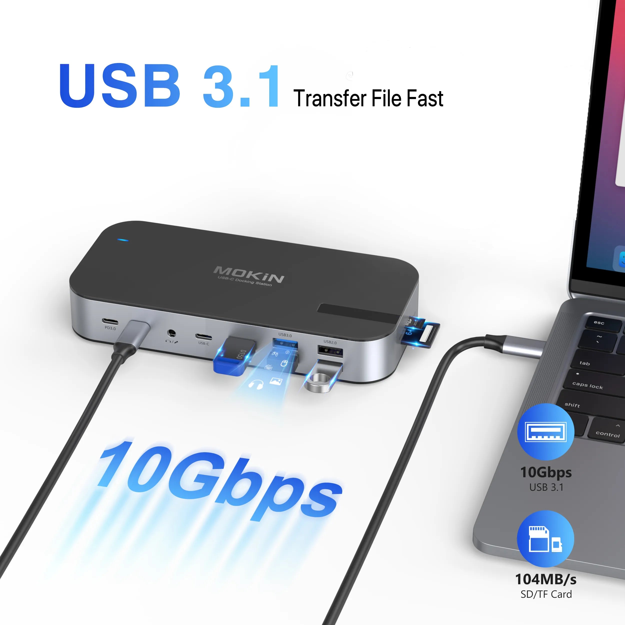 MOKiN 16-in-1 Laptop Docking Station for Triple Monitors - Ảnh 5