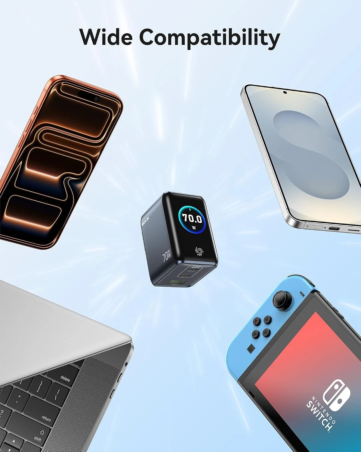 MOKiN 70W GaN Charger with Smart Touch Display and 3-Port Charging - Ảnh 8