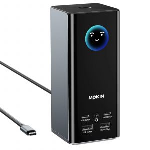 MOKiN 17-in-1 USB-C Docking Station with Triple Display Support & Smart LCD