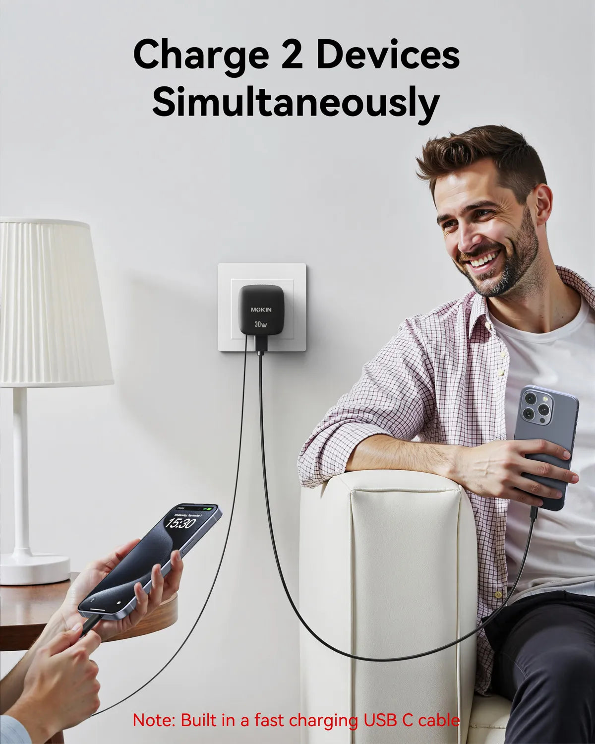 MOKiN 30W Foldable GaN Charger with Built-in Retractable Type-C Cable - Ảnh 3