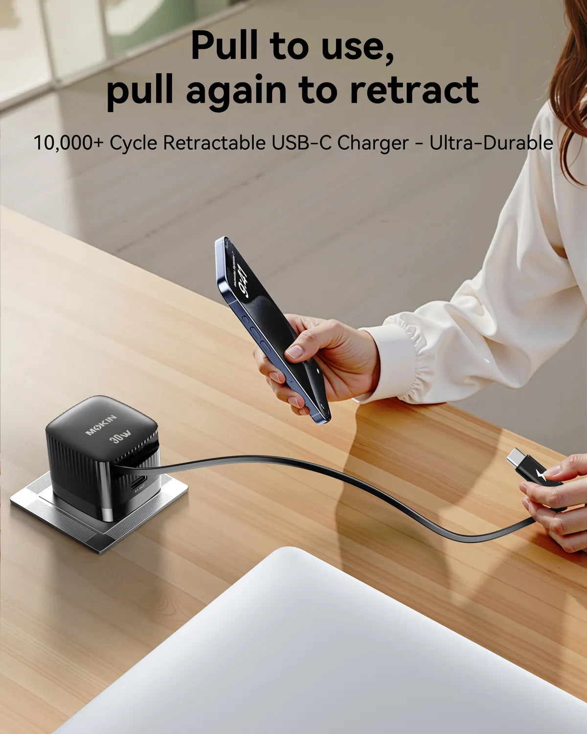 MOKiN 30W Foldable GaN Charger with Built-in Retractable Type-C Cable - Ảnh 5