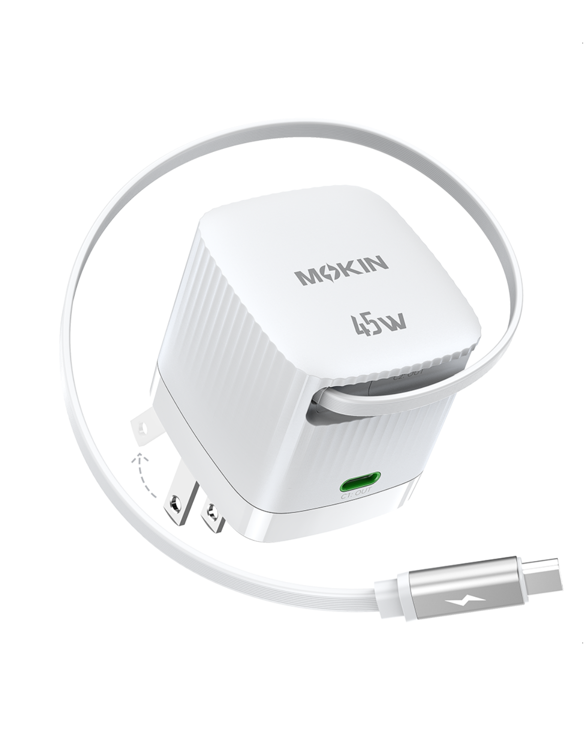 MOKiN 45W Dual Port Foldable GaN Charger with Built-in Retractable Type-C Cable for iPhone - Ảnh 8