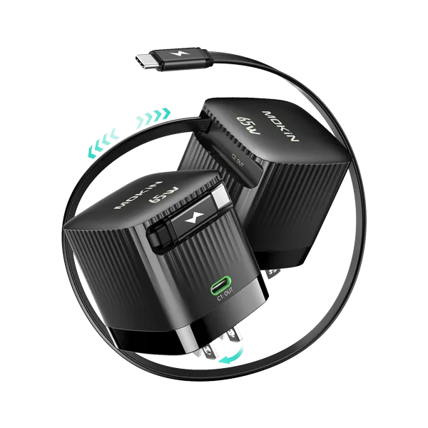 MOKiN 65W Retractable GaN Charger for Fast and Convenient Charging Anywhere