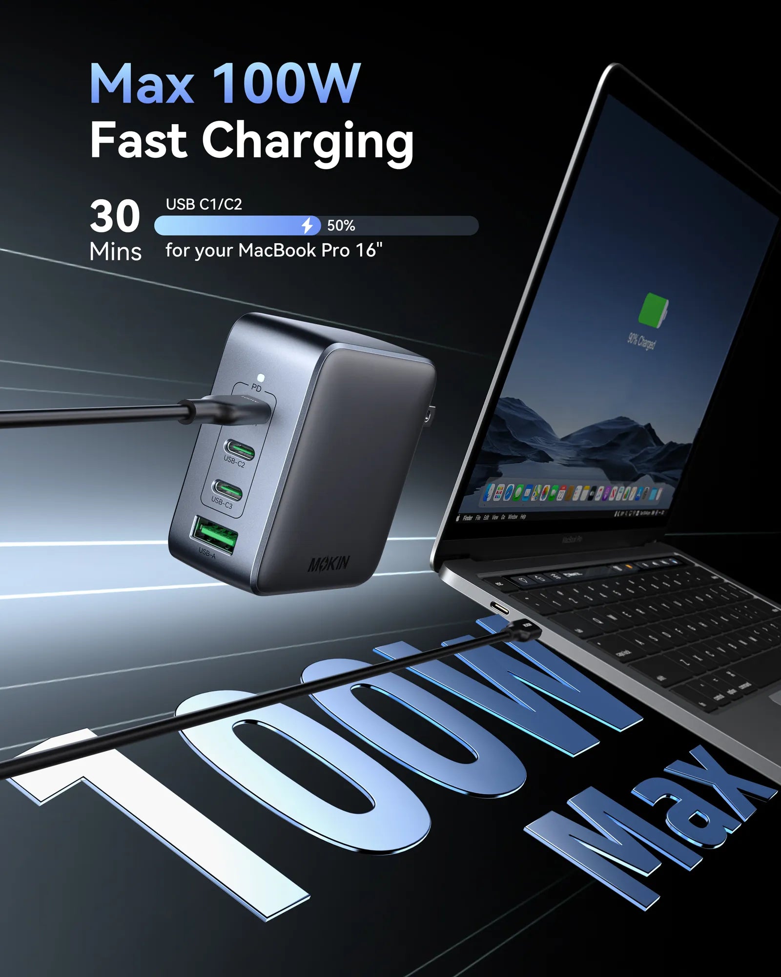 MOKiN 100W GaN Charger for Efficient Charging at Home, Office, and On the Go - Ảnh 2
