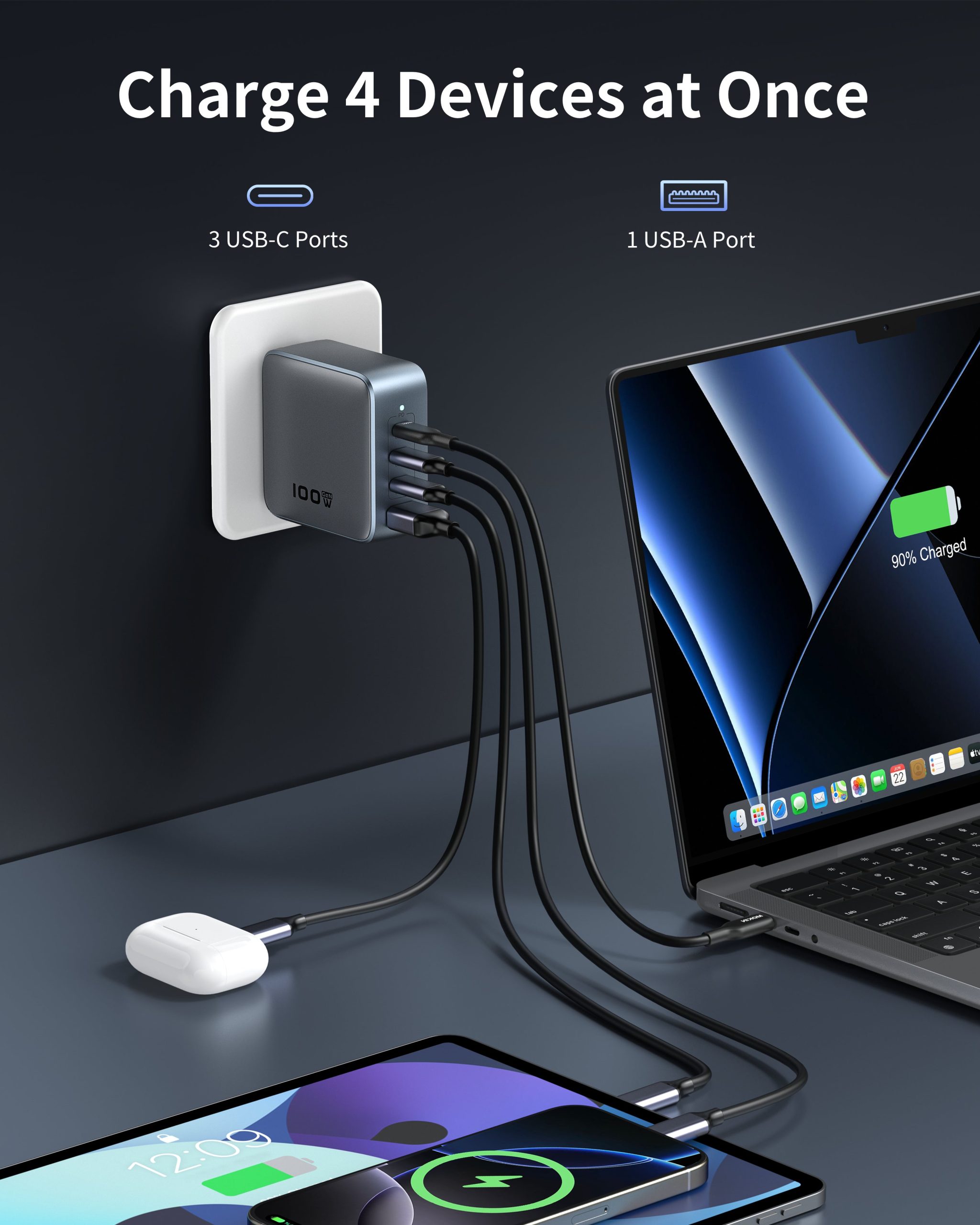 MOKiN 100W GaN Charger for Efficient Charging at Home, Office, and On the Go - Ảnh 3