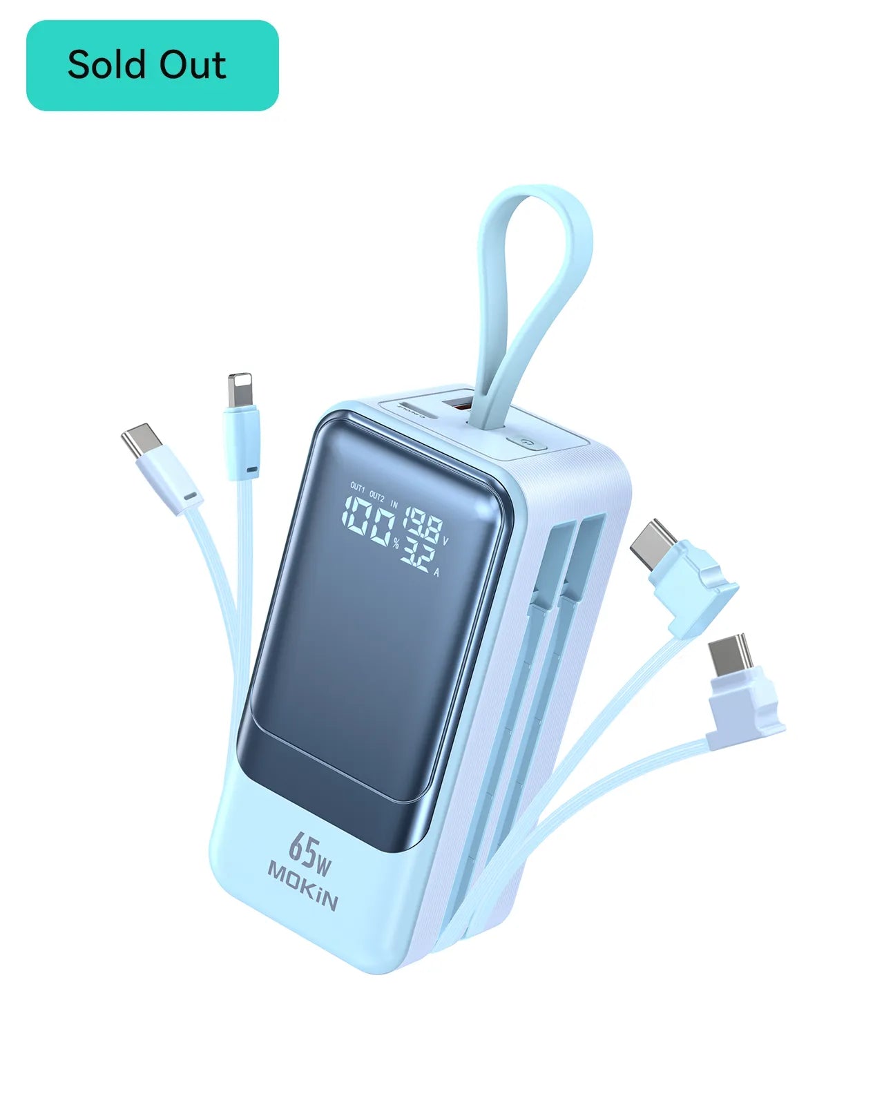 MOKiN Fast Charging Power Bank with USB-C & iOS Cables | 18400mAh 65W - Ảnh 10
