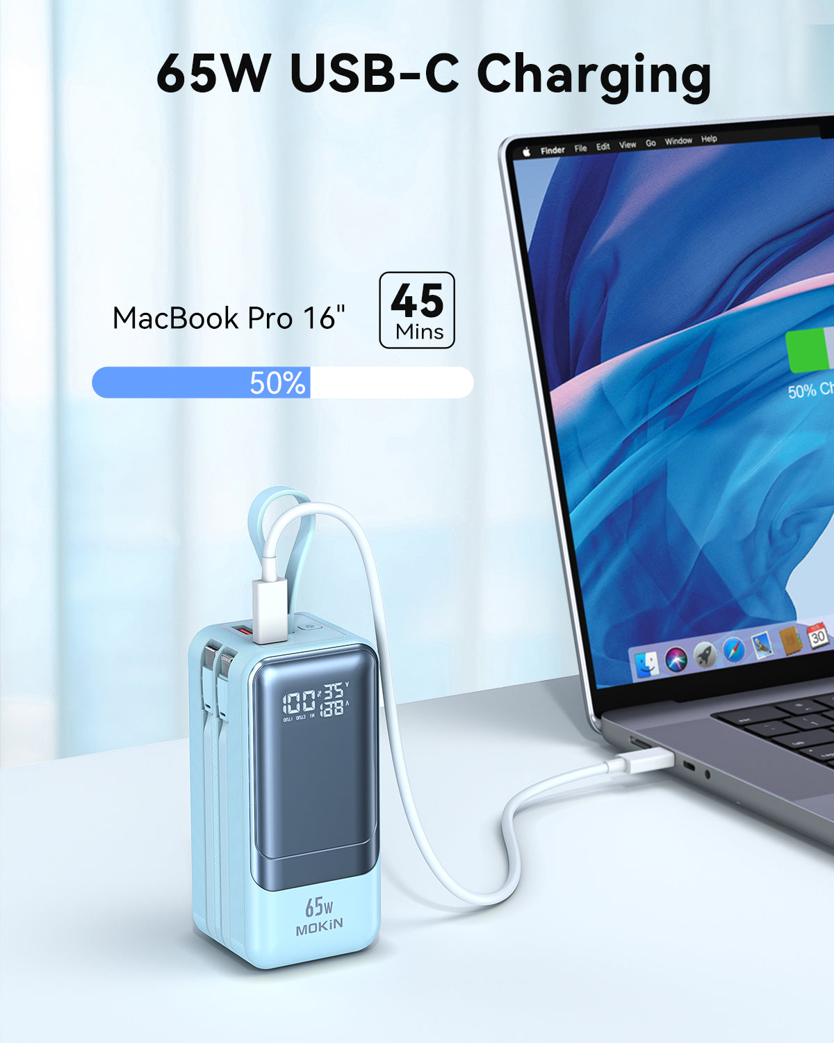 MOKiN 65W Portable Power Bank - 18400mAh, Laptop-Ready, Safe Charging - Ảnh 5