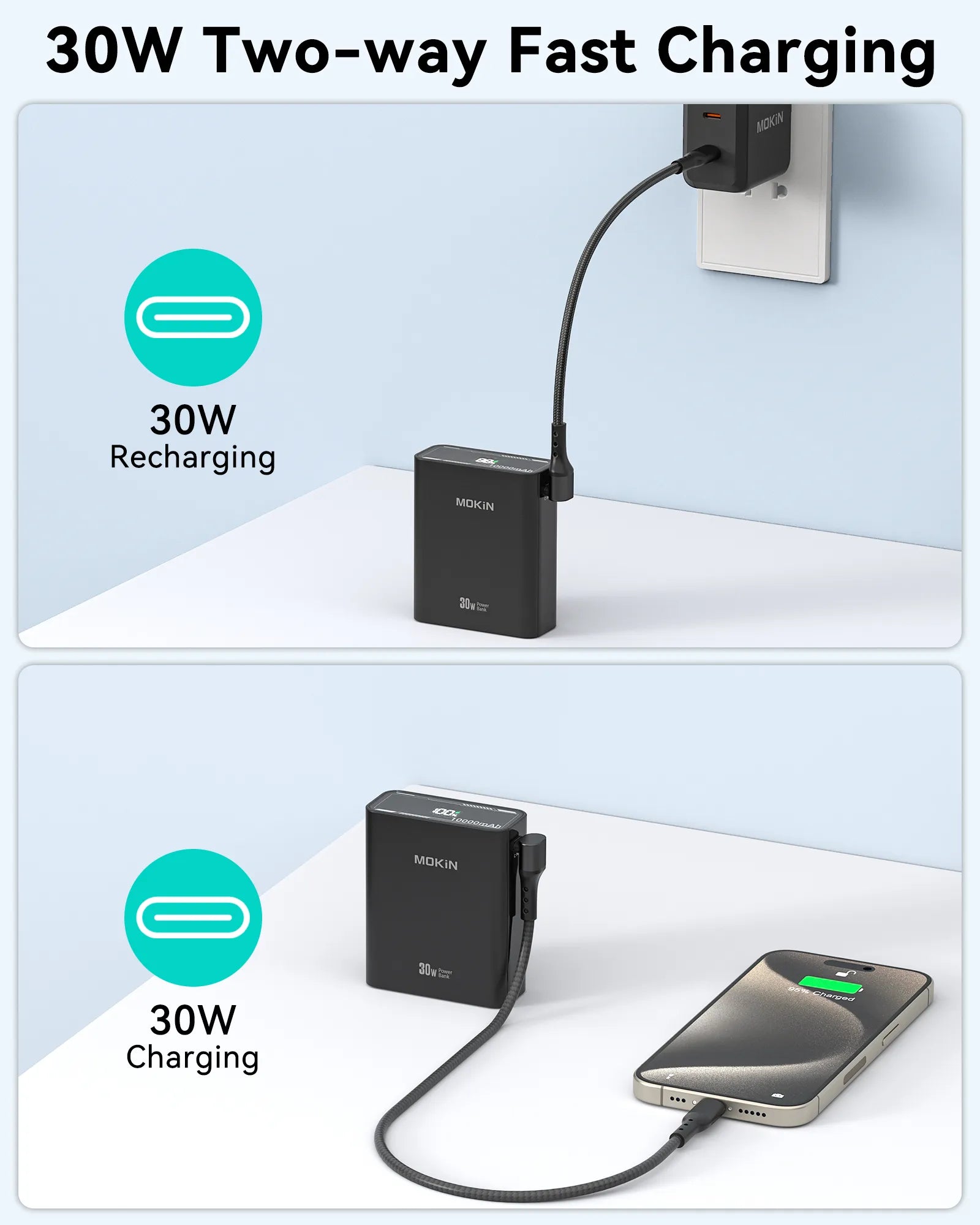 MOKiN Fast Charging Portable Power Bank | 10000mAh 30W - Ảnh 4