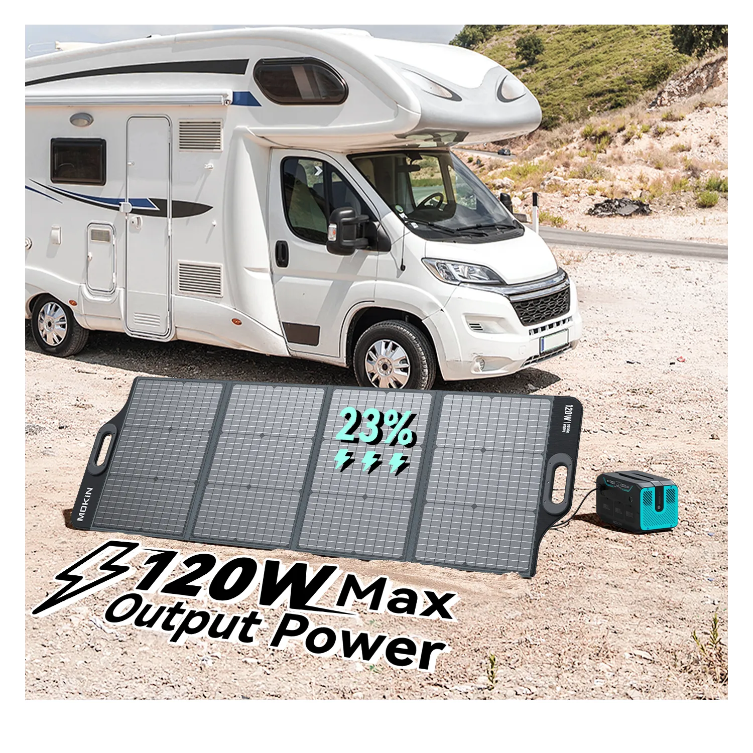 MOKiN 120W Foldable Solar Panel with Adjustable Kickstand - Ảnh 2