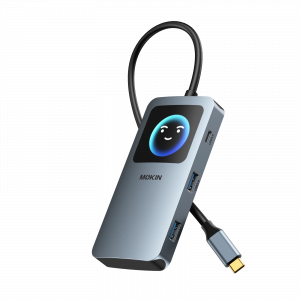 MOKiN 7 in 1 USB C Hub with Smart LCD Display for Laptop Connectivity