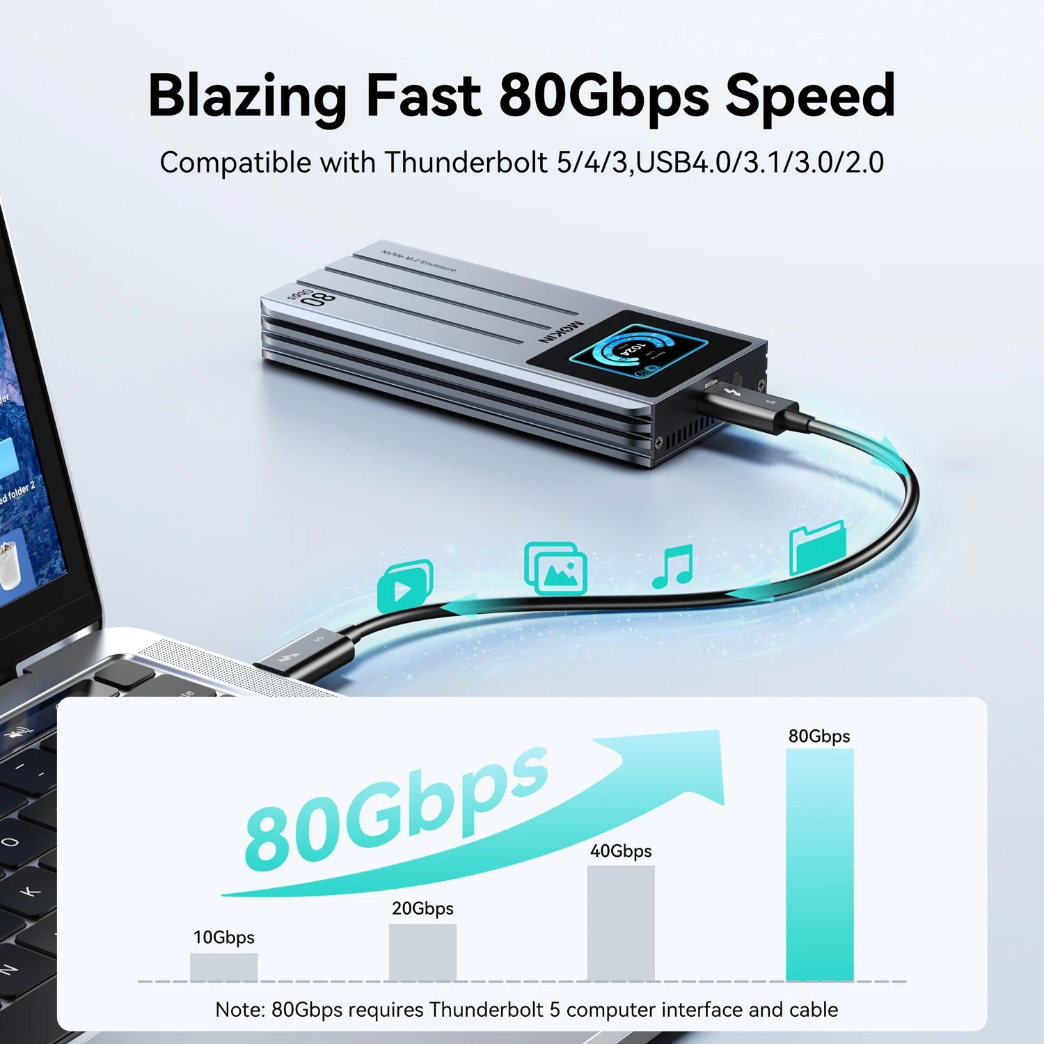 MOKiN Thunderbolt 5 SSD Enclosure 80Gbps Speed - Ảnh 2