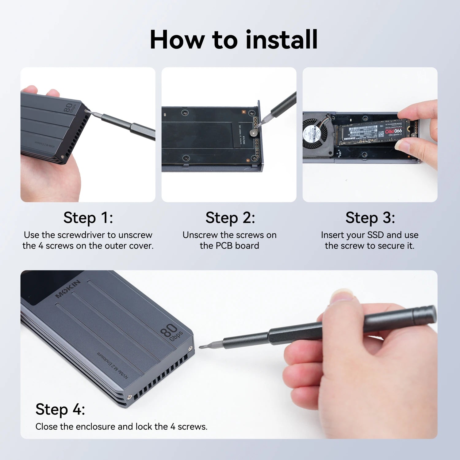MOKiN Thunderbolt 5 SSD Enclosure 80Gbps Speed - Ảnh 7