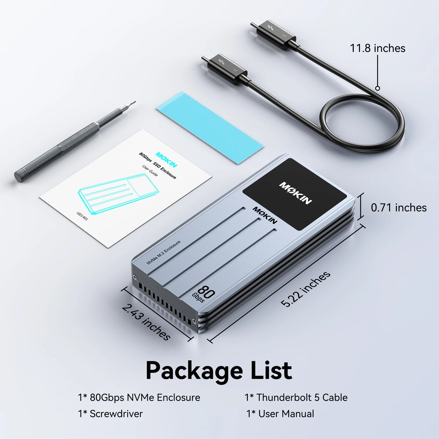 MOKiN Thunderbolt 5 SSD Enclosure 80Gbps Speed - Ảnh 8
