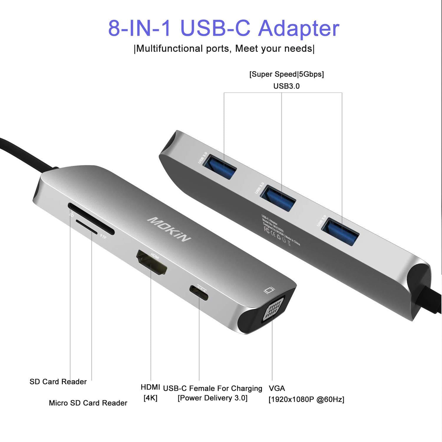 MOKiN 8 IN 1 USB-C Hub Multiport Adapter for MacBook Pro - Ảnh 2