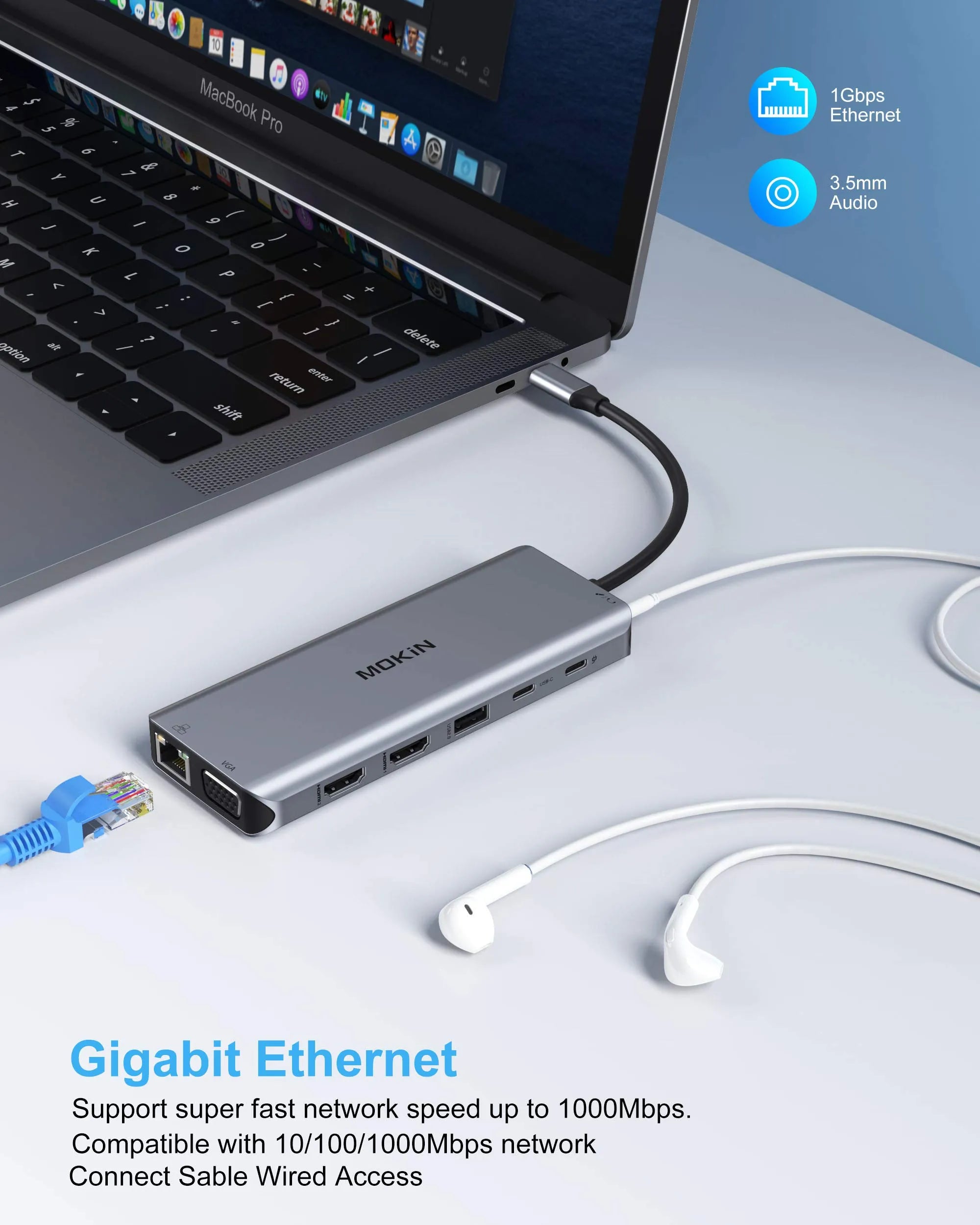 MOKiN 14‑in‑1 USB‑C Docking Station with Dual Monitor - Ảnh 8